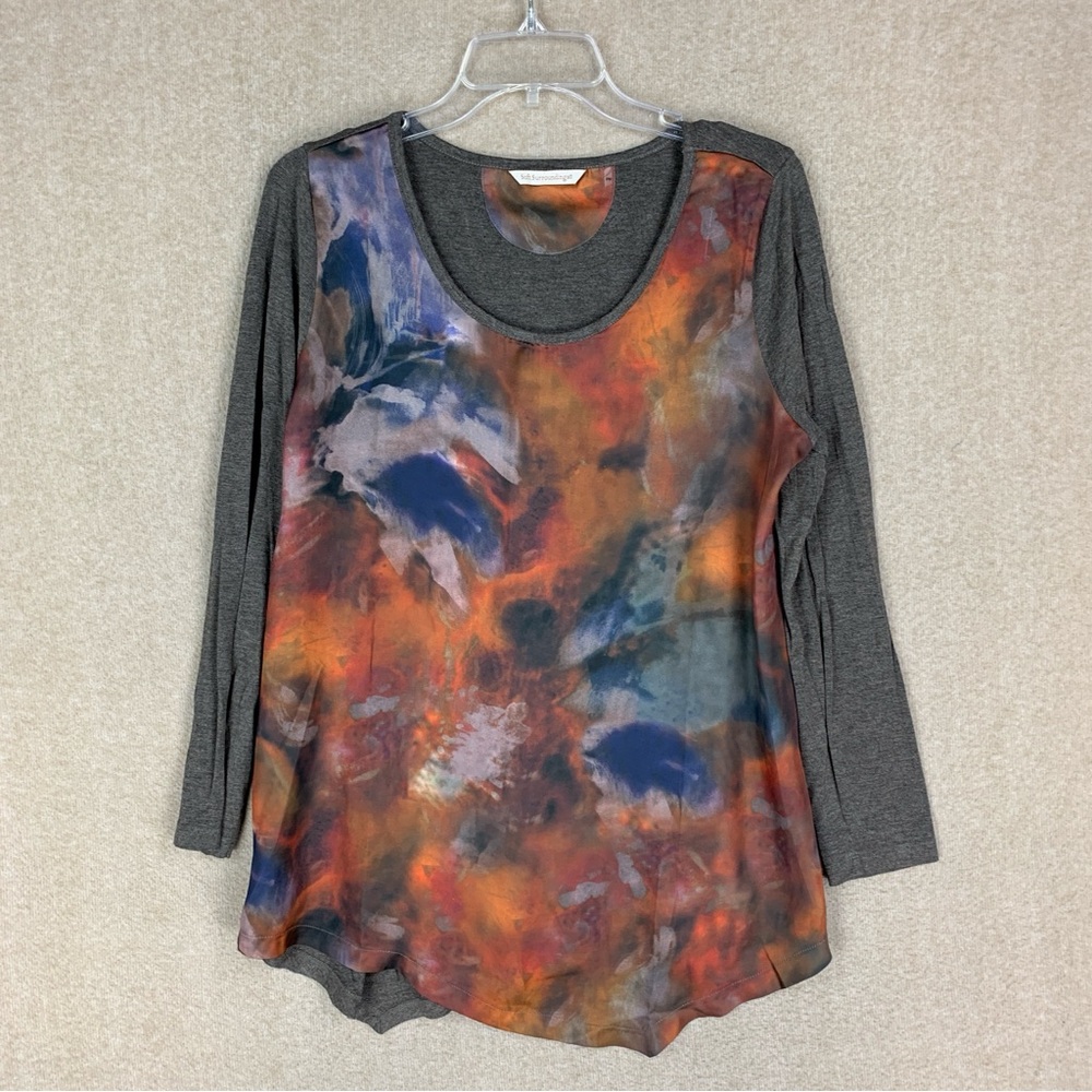 Soft Surroundings Tunic PM BAbstract Watercolor Artsy Floral Boho Asymmetrical